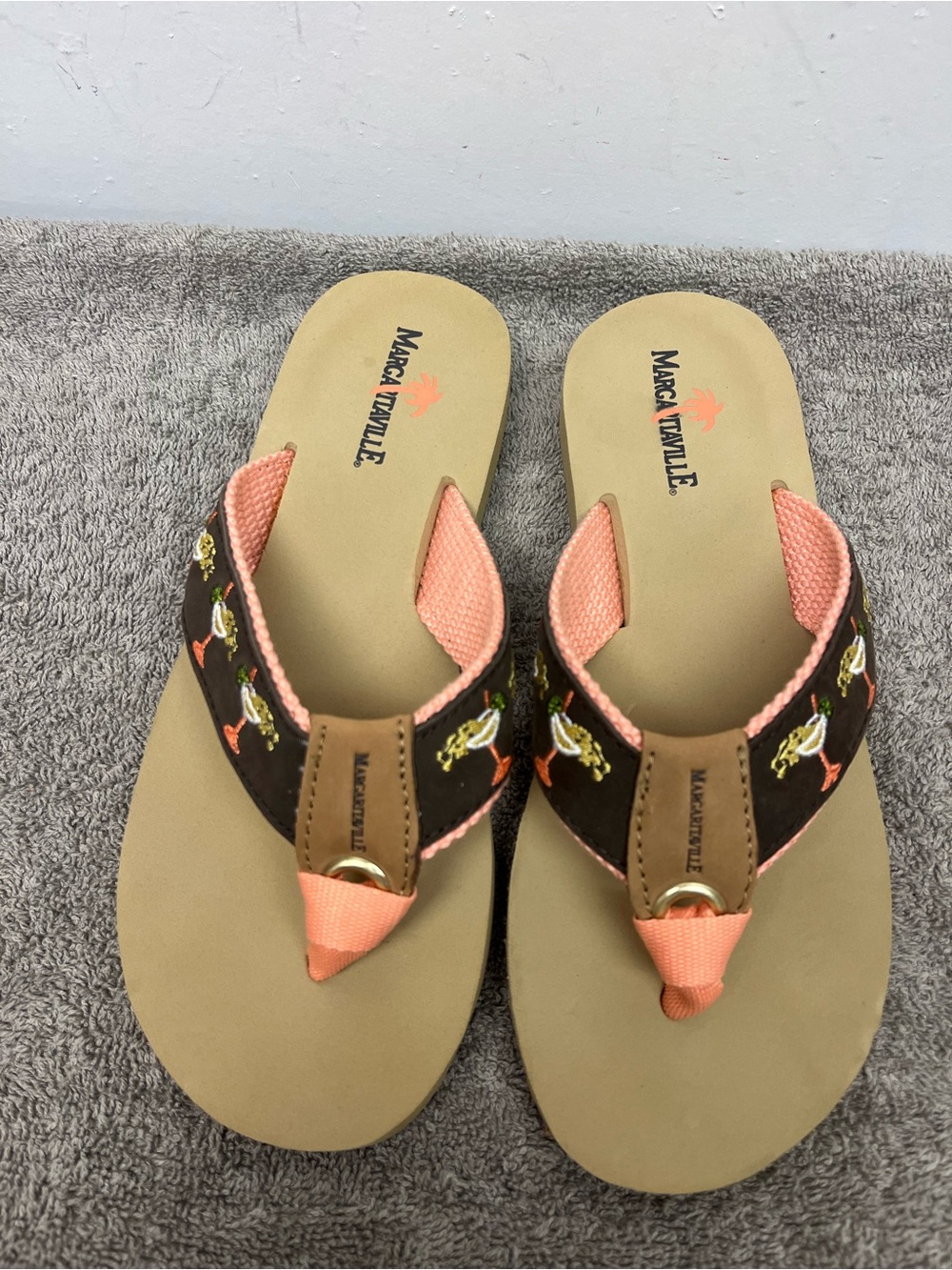 Margaritaville Rita Time Women's Sz 7 Thong Sandals Coral Flip Flops NEW No Box